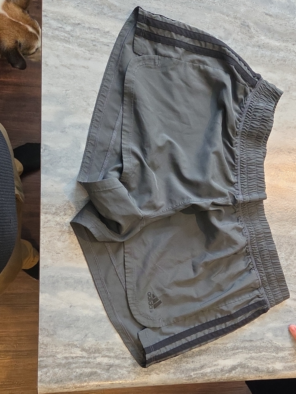 adidas Gray Athletic Running Shorts with 3-Stripes